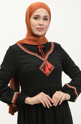 Nakışlı Belmando Elbise 24Y8856-06 Siyah
