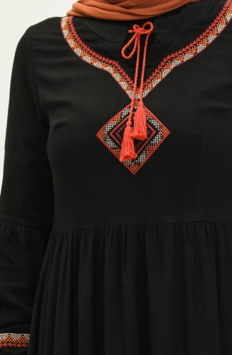 Nakışlı Belmando Elbise 24Y8856-06 Siyah