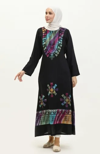 Viskose Langarm-Tunika 6464-02 Schwarz Blau 6464-02