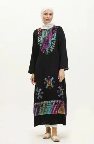 Viskose Langarm-Tunika 6464-02 Schwarz Blau 6464-02