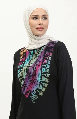 Viskose Langarm-Tunika 6464-02 Schwarz Blau 6464-02