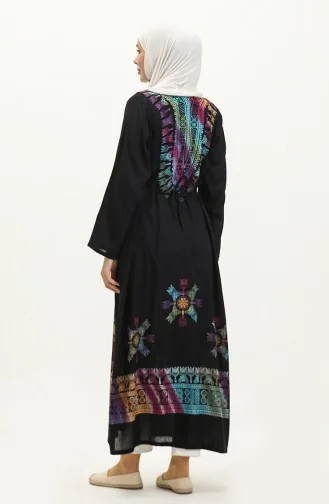 Viskose Langarm-Tunika 6464-02 Schwarz Blau 6464-02