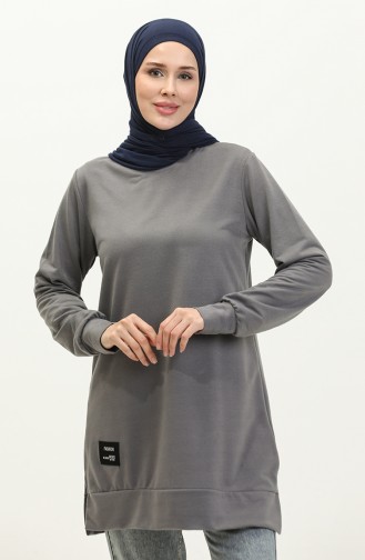 Slit Detailed Sports Tunic 0269-04 Gray 0269-04