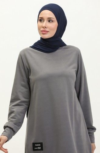 Slit Detailed Sports Tunic 0269-04 Gray 0269-04