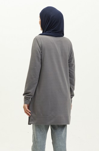 Slit Detailed Sports Tunic 0269-04 Gray 0269-04