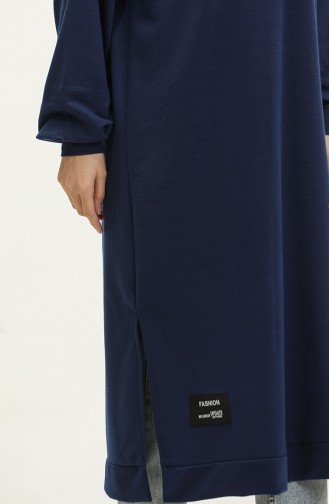 Hooded Long Tunic 0271-03 Navy Blue 0271-03