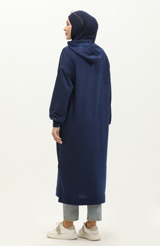 Hooded Long Tunic 0271-03 Navy Blue 0271-03