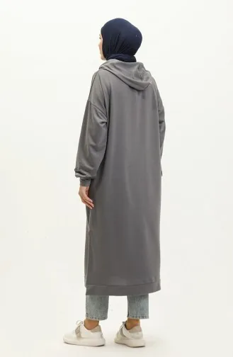 Lange Tunika Mit Kapuze 0271-05 Grau 0271-05