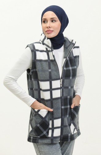 Gilet Polaire A Carreaux 00022-03 Anthracite Ecru 00022-03