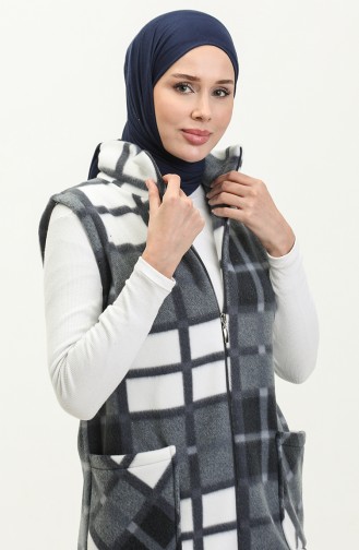 Gilet Polaire A Carreaux 00022-03 Anthracite Ecru 00022-03