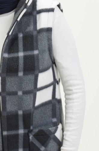 Gilet Polaire A Carreaux 00022-03 Anthracite Ecru 00022-03