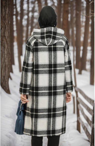 Vivezza Plaid Lumberjack Hooded Coat 8507-01 Black White 8507-01