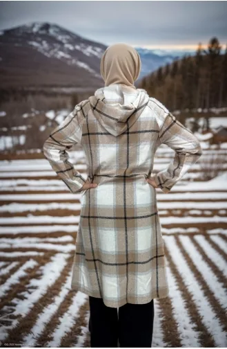 Vivezza Plaid Lumberjack Kapuzenmantel 8507-02 Senfbeige 8507-02
