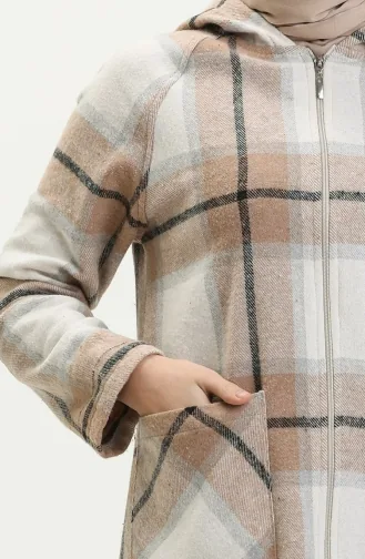 Vivezza Plaid Lumberjack Kapuzenmantel 8507-02 Senfbeige 8507-02