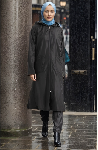 فيفيزا معطف ضد المطر بجيب وسحاب 8505-01 لون أسود 8505-01