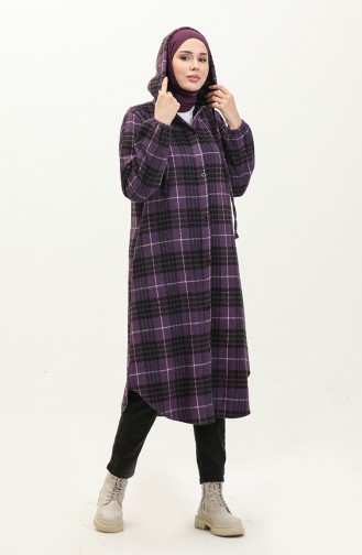 Lumberjack Kariertes Gemustertes Cape 0265-01 Lila 0265-01