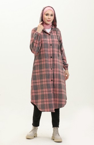 Lumberjack Checkered Patterned Cape 0265-03 Dusty Rose 0265-03