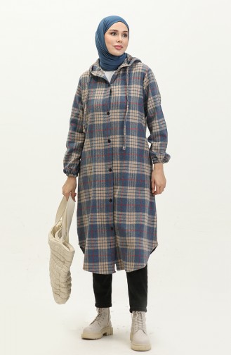 Lumberjack Checked Patterned Cape 0265-04 İndigo 0265-04