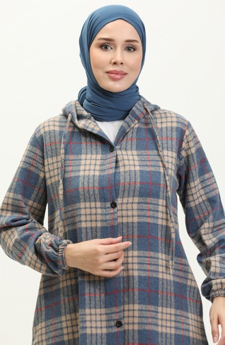 Lumberjack Checked Patterned Cape 0265-04 İndigo 0265-04