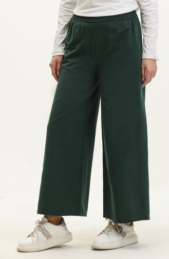 wide Leg Trousers with Elastic waist 6108-01 Emerald Green 6108-01