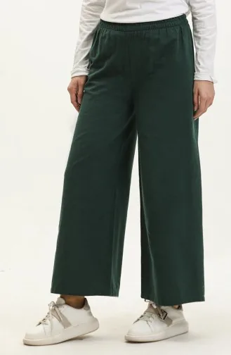 Pantalon Large Taille Elastique 6108-01 Vert Emeraude 6108-01