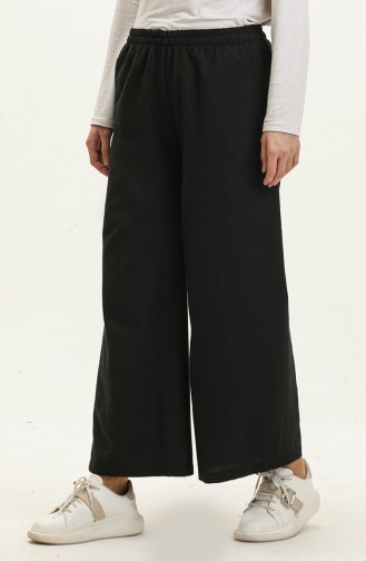 wide Leg Trousers with Elastic waist 6108-05 Black 6108-05