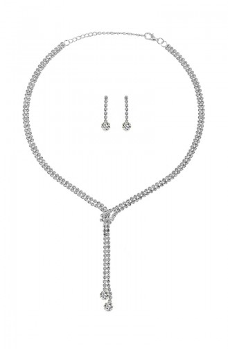 Gümüş Kaplama Kristal Taşlı Set Takım 26-287-87
