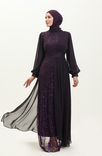 Sequined Evening Dress 5408b-01 Purple 5408B-01