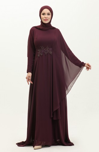 Perlenbesticktes Abendkleid 5844-01 Lila 5844-01