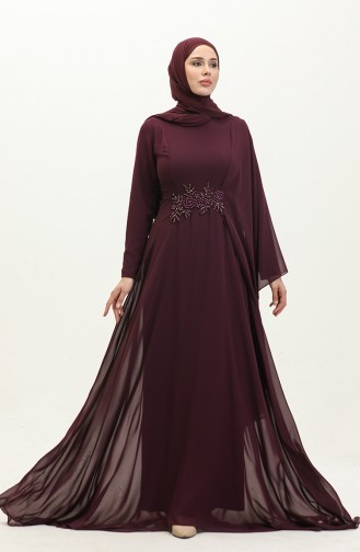 Perlenbesticktes Abendkleid 5844-01 Lila 5844-01