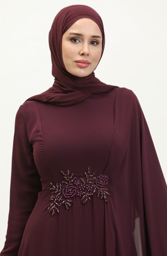 Perlenbesticktes Abendkleid 5844-01 Lila 5844-01