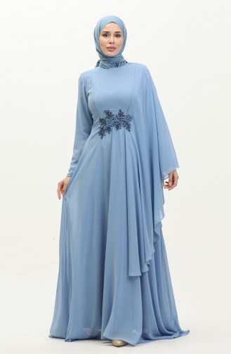 Bead Embroidered Evening Dress 5844-02 İce Blue 5844-02