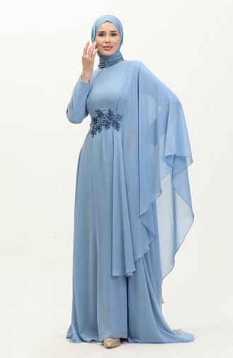 Bead Embroidered Evening Dress 5844-02 İce Blue 5844-02