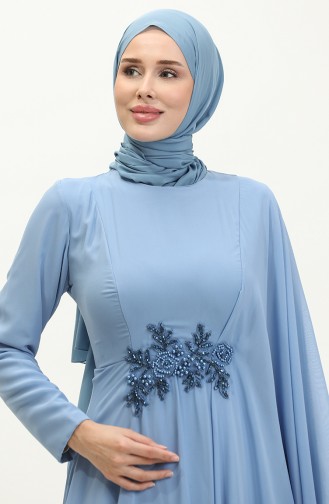 Bead Embroidered Evening Dress 5844-02 İce Blue 5844-02