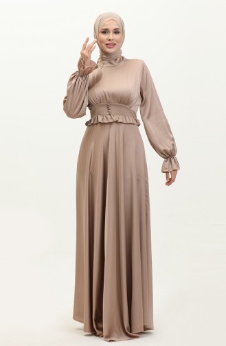 Satin-Abendkleid mit Knopfleiste 6038-01 Nerz 6038-01