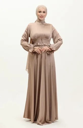 Satin-Abendkleid mit Knopfleiste 6038-01 Nerz 6038-01