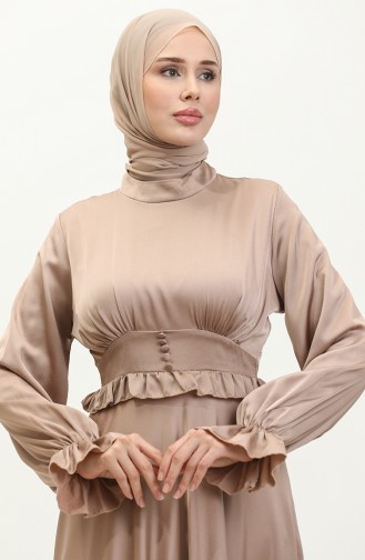 Satin-Abendkleid mit Knopfleiste 6038-01 Nerz 6038-01