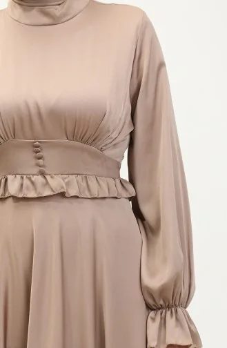 Satin-Abendkleid mit Knopfleiste 6038-01 Nerz 6038-01