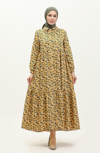 Buttoned Dress 1890-02 Mustard 1890-02