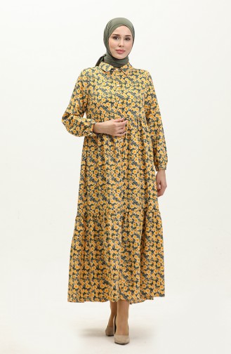 Buttoned Dress 1890-02 Mustard 1890-02