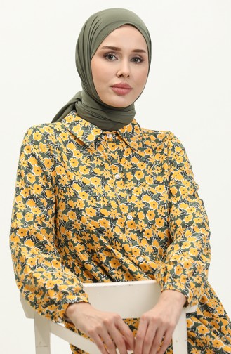 Buttoned Dress 1890-02 Mustard 1890-02