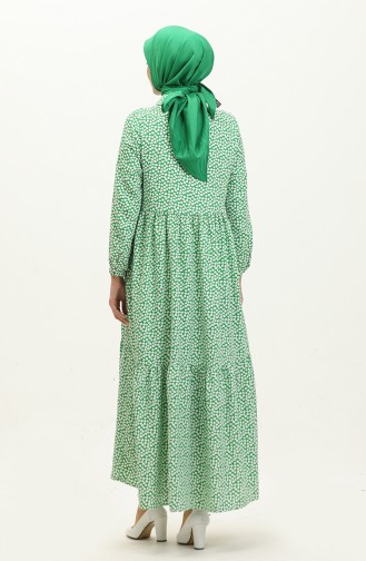 Buttoned Dress 1891-01 white Green 1891-01