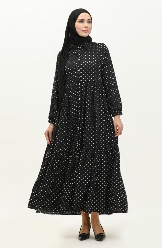Puantiyeli Elbise 1897-01 Siyah Beyaz