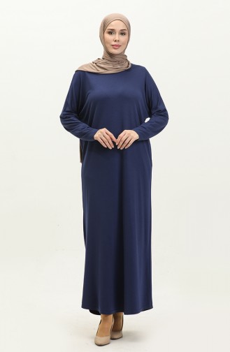 Langes Kleid Mit Fledermausärmeln 8670-01 Hellmarineblau 8670-01