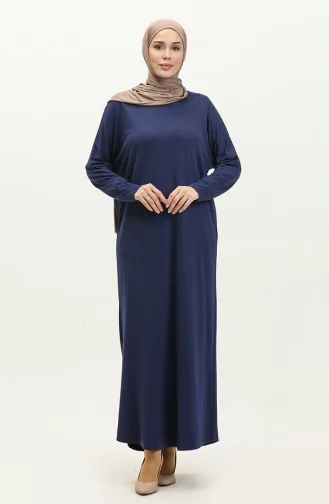 Robe Longue Manches Chauve Souris 8670-01 Bleu Marine Clair 8670-01