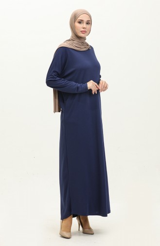 Bat Sleeve Long Dress 8670-01 Light Navy Blue 8670-01