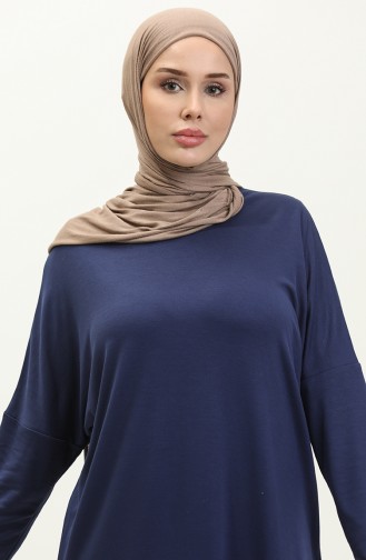 Langes Kleid Mit Fledermausärmeln 8670-01 Hellmarineblau 8670-01