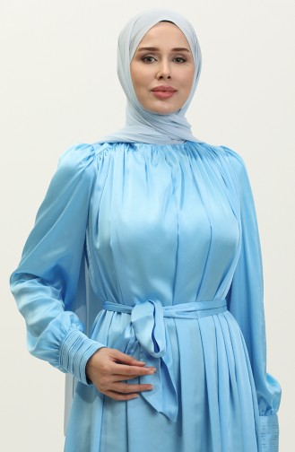 Belted Chiffon Dress 5959-01 İce Blue 5959-01