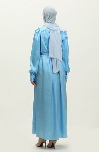 Belted Chiffon Dress 5959-01 İce Blue 5959-01