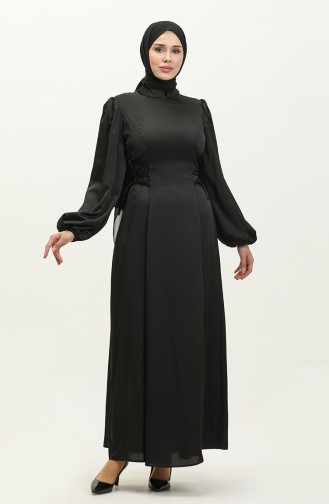 Robe De Soirée Nouée Sur Le Côté 6156-03 Noir 6156-03